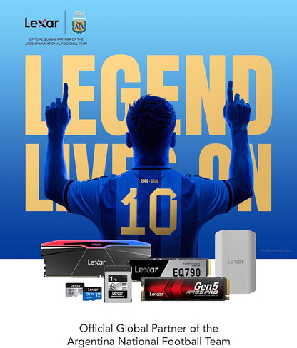 Lexar BLUE microSDカードとサッカー選手を配置したブランド紹介画像