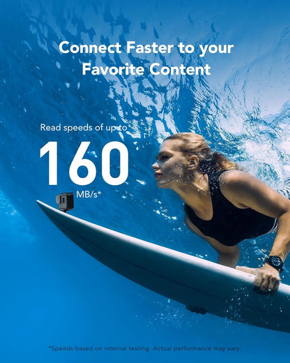 Lexar BLUEの最大読み出し160MB/sを紹介するカヤックの画像