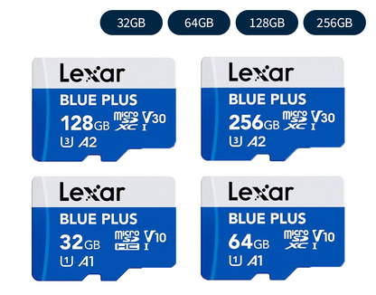 Lexar BLUE PLUS microSDカードの32GB・64GB・128GB・256GBの容量ラインナップ