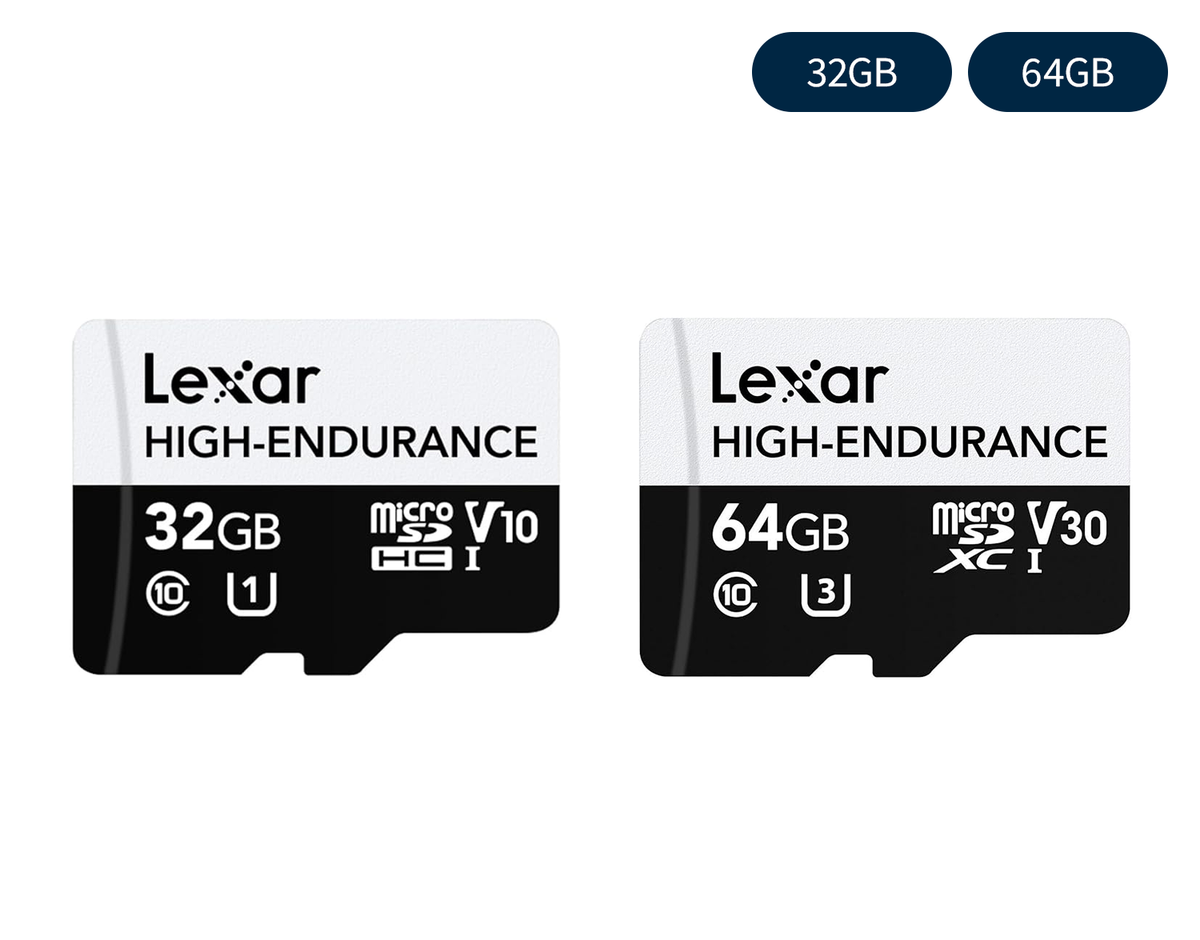 Lexar HIGH-ENDURANCE microSDカードの32GBと64GBの外観比較