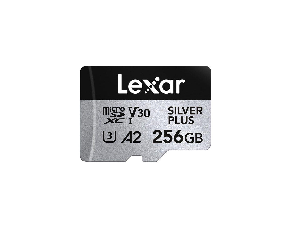Lexar SILVER PLUS 256GB microSDXCカードの表面とA2・V30表記
